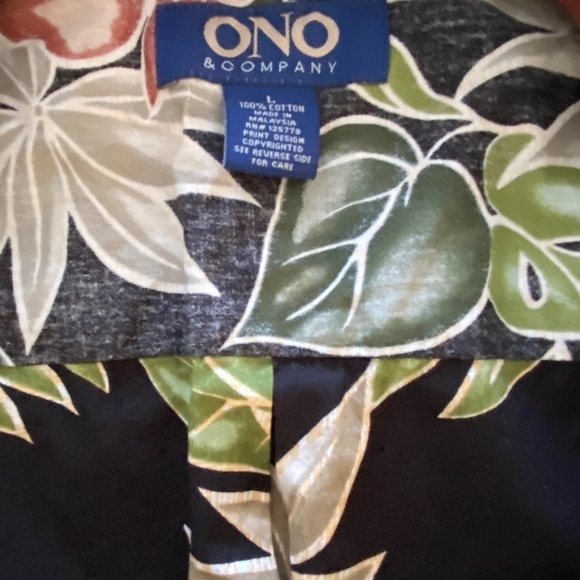 ONO & Company Reverse Print Aloha Hawaiian Tropical Floral Shirt Men L Large - Picture 5 of 7